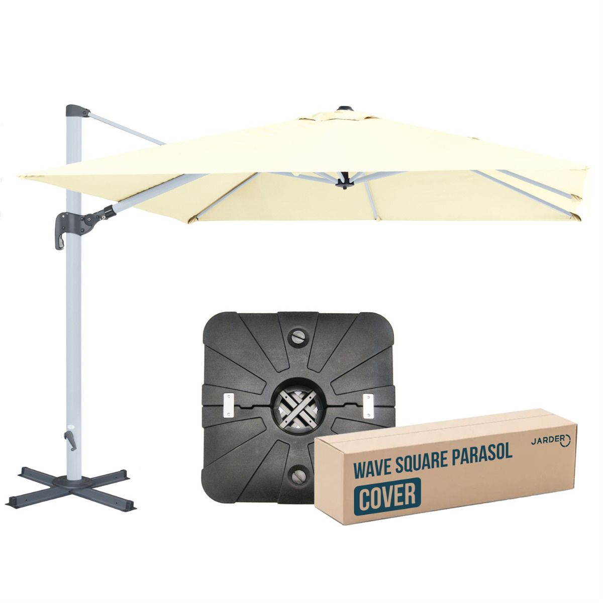Wave Borde Luxury 360 Sun Shade Parasol Cover Base Package Jarder Garden Furniture