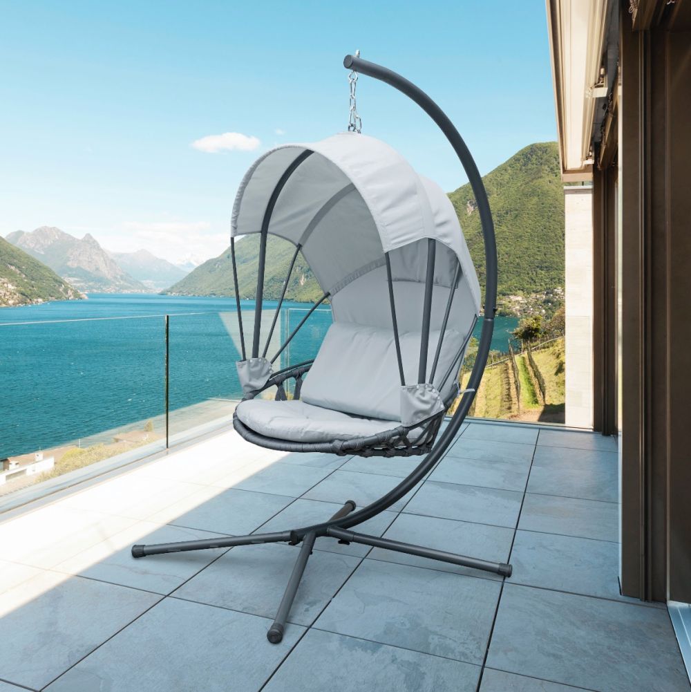 Luna Hanging Egg Chair Swing Seat With Shade Jarder Garden Furniture