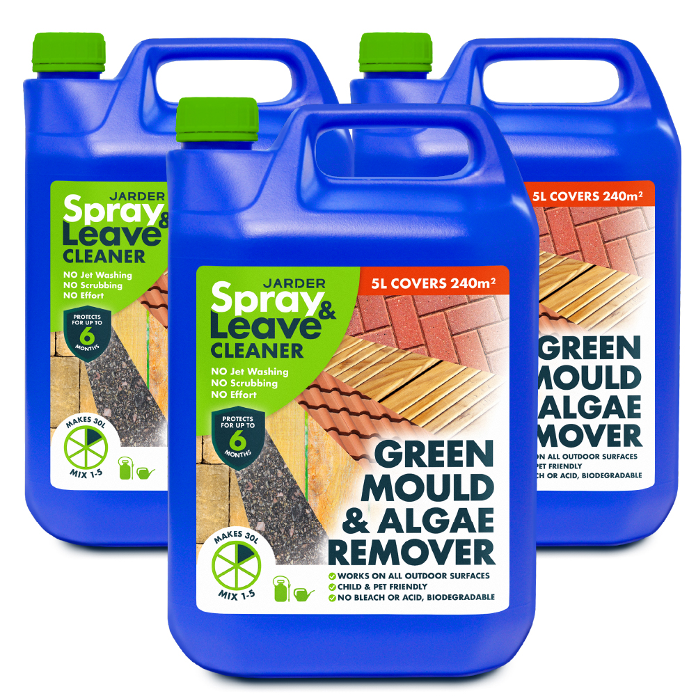 Jarder Spray & Leave Patio Cleaner - Green Mould and Algae Remover 3 x 5L